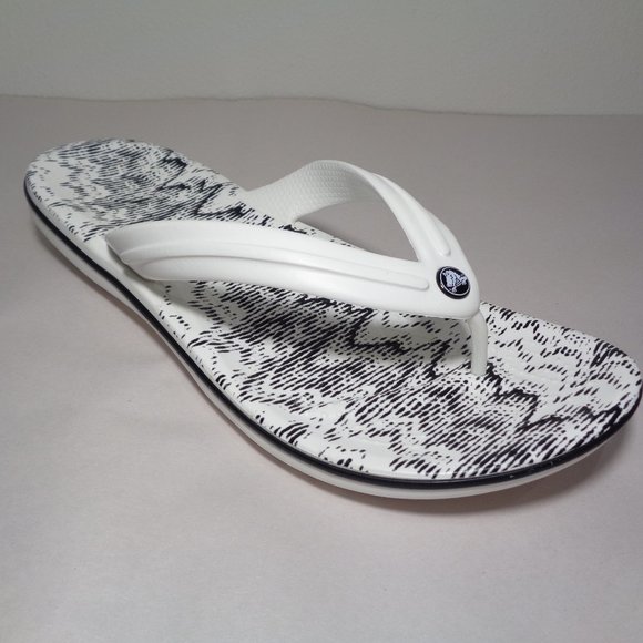 Crocs Size 10 CROCBAND CARDIO WAVE FLIP White Black Sandals New Men\'s Shoes main image 9